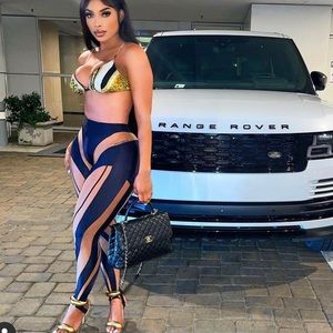 NWT! Mugler sheer spiral panel leggings